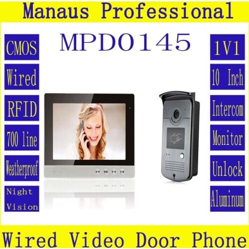 D145b High Quality Wired RFID Magnetic Lock One to One Video doorphone,Smarthome 10 '' TFT color digital video door phone system