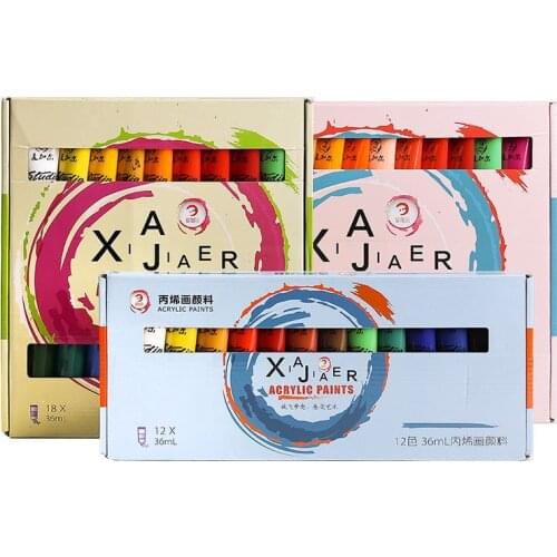 Water-resistant Art 12/18/24 Colors 36 ML Acrylic Paint Set Color Paint For Fabric Clothing Nail Glass Drawing Painting Supplies