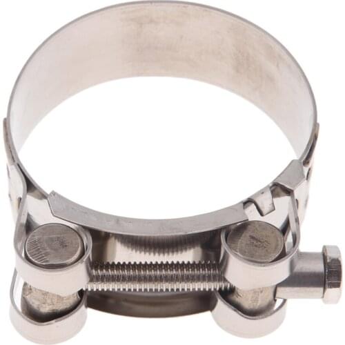 Silver Butt Joint Stainless Steel Exhaust Sleeve Muffler Silencer Clamp Band 48-51mm/52-55mm