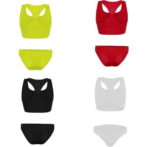 Q22F Five Colors Available Womens Sexy Basic Bathing Suit, Three-point Split Underwear Bikini Swimwear