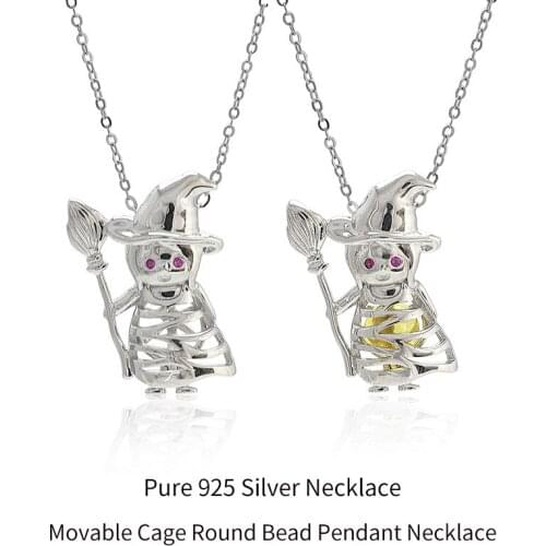 Halloween Pendant necklaces for women magic witch lucky charms Round Bead Pure S925 Gift jewelry 2020 new neck chains choker