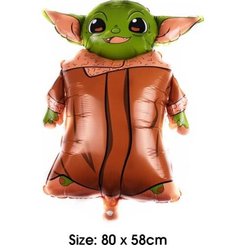 1Pcs DISNEY Star Green Baby Yoda Warrior Robot Foil Balloon Space Wars Balloons Kids Toys Globos Boys Birthday Party Decoration