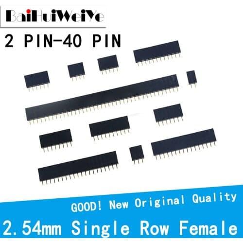 10pcs/lot 2P~40 Pin 2.54 mm Straight Single Row Female Socket PCB Board Pin Header Strip Connector for Arduino