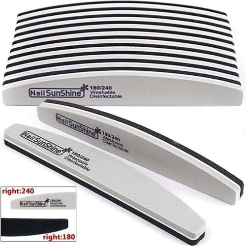 10pcs Sponge Block Nail File 180/240 Gray/Black Boat Nail Buffer Gel Polish Lime a Ongle Sanding Buffer Manicure Tools Supplier