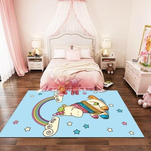 3d kids unicorn carpet Living room sofa pink blue carpet cute unicorn cartoon rugs baby bedroom large area rug for living room