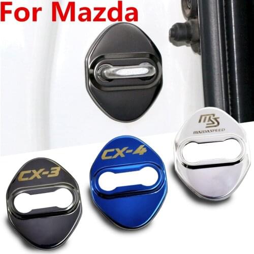 FLYJ 4PCS Car Door Lock Buckle cover interior Door Lock cover protector For Mazda speed ATENZA AXELA CX-30 car accessories