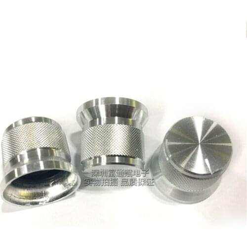 5pcs Aluminum alloy knob 20mmx17mm silver bright edge Hat type mesh pattern D type semi-axis hole inner hole 6mm