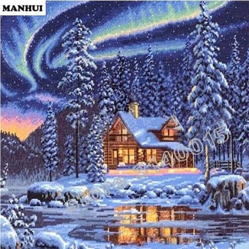 Diamond Embroidery Cross Stitch Rhinestone 5D DIY Snowy Chalet Diamond Painting Mosaic Painting Home Decor BCD362