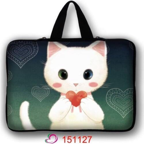 White Cat Laptop Sleeve Bag With 2 Handle For 10" 13" 14" 15.6" 17" Inch Laptop Shockproof Computer Notebook Bag