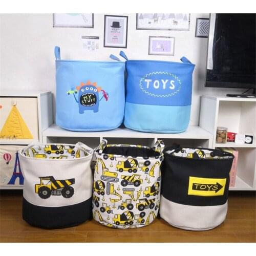 Cartoon Cars Print Storage Barrel For Toys Fabric Home Organizer Folding Large Laundry Basket For Dirty Clothes Pouch Household