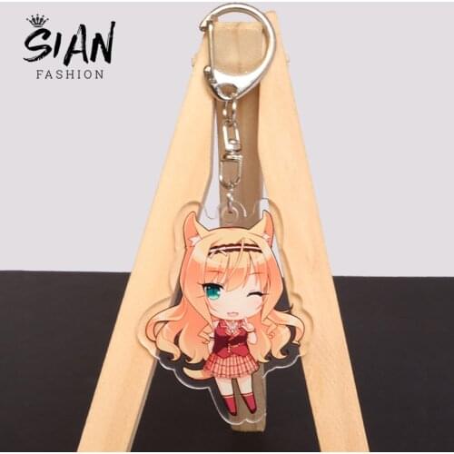 SAIN Anime Nekopara Keychain Vanilla Chocola Cartoon Figure Key Chain Fashion Charms Bag Pendant Decoration for Women Girl Gifts