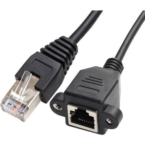 CY Chenyang Chenyang 30cm 8P8C FTP STP UTP Cat 5e Male to Female Lan Ethernet Network Extension Cable with Panel Mount Holes