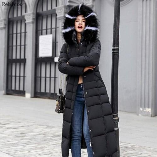 Maxi Winter Coat for Women Autumn Jackets Slim Ladies Fur Coats X-Long Cotton Parkas Casaco Feminino
