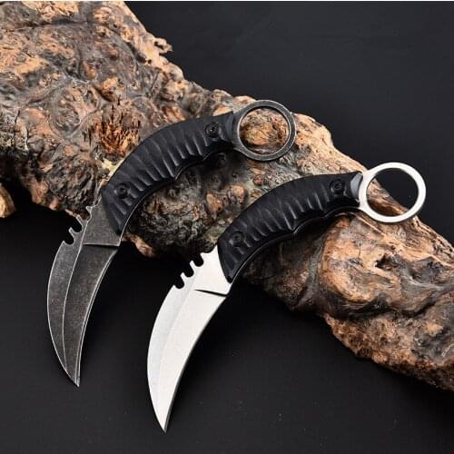 HS Tools Strider Karambit Hunting Knife G10 Handle Survival Fixed Knives,Camping Tactical Knife Outdoor Tools