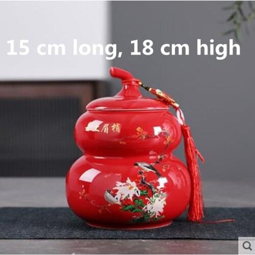 Beautiful European-style ceramic gourd tea caddy, can storage, home office restaurant desktop decoration crafts