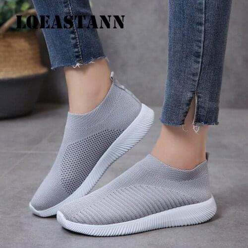 LQEASTANN Breathable Mesh Sneakers Mens Casual Sneakers Spring And Summer Knitted Socks Shoes Soft Bottom Couple Flat Shoes
