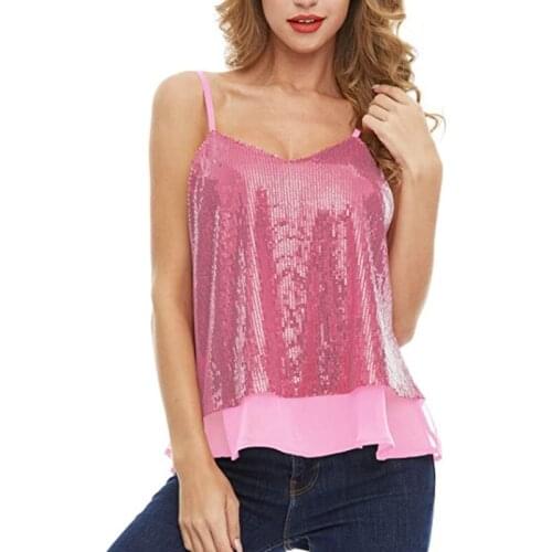 Women Tanks Top Sequin Glitter Strappy Tank Tops Women Sexy Sparkle Camis Clubwear Party Sequin Camisole tank top women