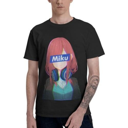 Miku Nakano 5 Toubun No Hanayome T-shirt Mens T Shirt Short Sleeve 100% Cotton The Quintessential Quintuplets Tshirt Cool Tee