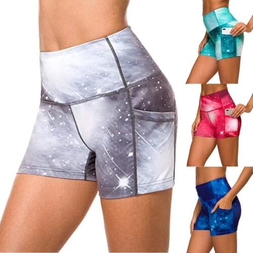 Fashion Womens Tie Dye Sports Shorts Tight Fitting Hip Yoga Pants Ladies Stretch High Waist Sports Fitness Gymnastics Volleybal