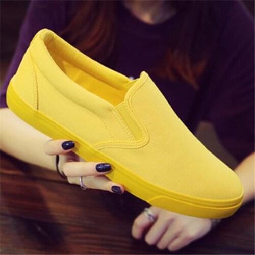 Men&Women Breathable Canvas Casual Shoes Student Loafers Shoes Unisex Fashion Flat Sneaker Orange Yellow Green Footwear