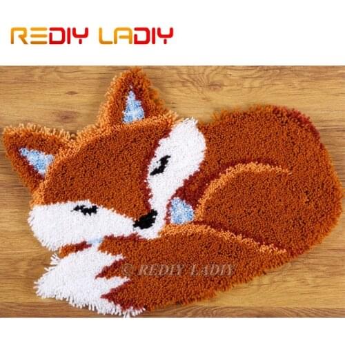 Latch Hook Kits Make Your Own Rug Red Fox Animals Tapestry Crochet Cushion Mat DIY Carpet Rug Pre-Printed Canvas Hobby & Crafts