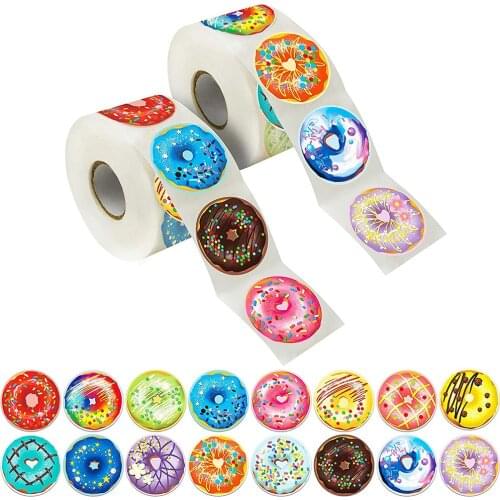 500pcs Round Bunch Donut Sticker3.8cm Party Decoration Teacher Reward Encouragement Motivational Sticker Envelope Bag Gift Seals