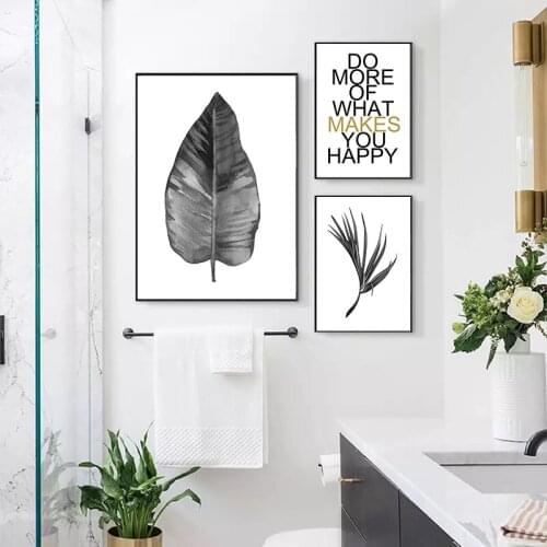 Wall Art Posters Canvas Painting Nordic Black and White Leaves Quotes Print Pictures For Living Room Home Decor Unframed