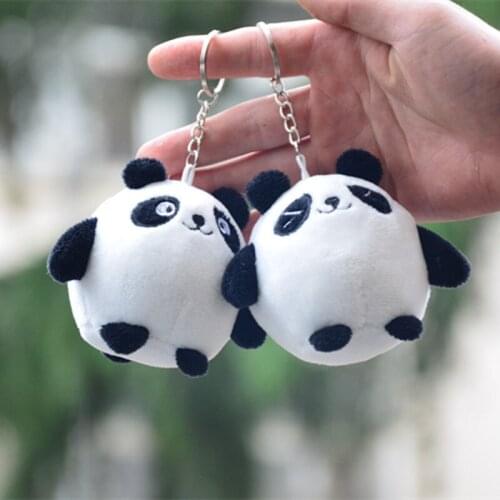 New cute 10cm plush Cute panda Open Squint eyes Keychain bag decoration stuffed soft doll christmas festival gift for kid friend