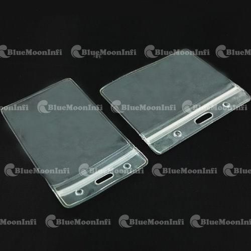 One Lot 20 pcs ID Card Holder Plastic Card badge ZIP Waterproof Horizontal Vertical