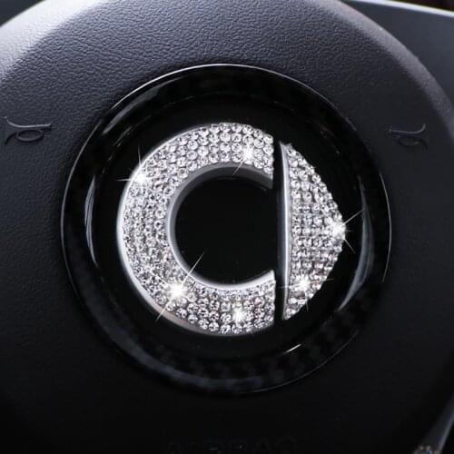 Personalized flash drill logo steering wheel decal for Mercedes Smart Fortwo Forfour 453 451 car decoration sticker accessories