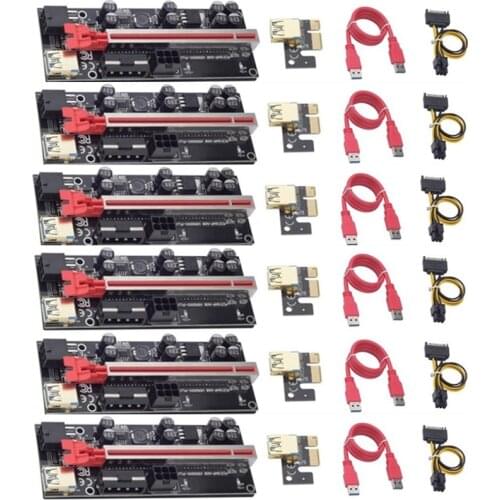 1-6pcs VER009S Plus PCI-E Riser Card 009S PCIE X1 To X16 6Pin Power 60CM USB 3.0 Cable For Graphics Card GPU Mining Dropship