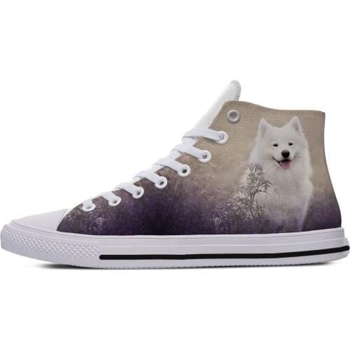 American Eskimo Dog Cut kawaii Lightweight High Top Canvas Shoes Men Women Casual Breathable Sneakers