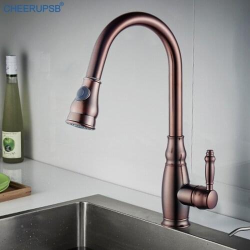Kitchen Sink Tap Deck Mounted Pull Out Stream Faucet ORB Bronze Black Flexible Crane 360 Rotation Chrome Faucets Hot Cold Mixer