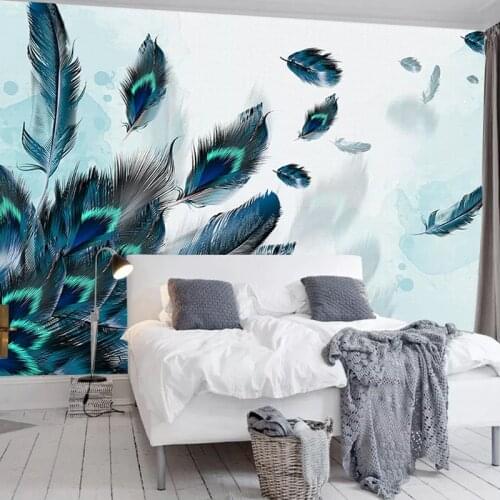 Modern Fashion Feather Mural Wallpaper 3D Self-Adhesive Waterproof Canvas Fresco Art Wall Papers Living Room Bedroom Home Decor