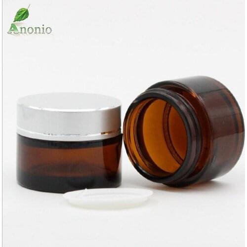 3PCS 10g 20g 30g 50g 80g Empty Brown Glass Bottle Eye Cream Container Black Lid for Concealer Face Cream Glass Cosmetic S070C