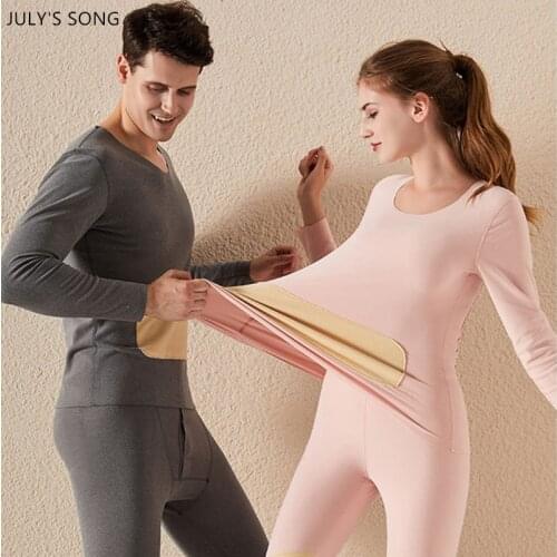 JULYS SONG Thermal Underwear Winter Couple Mulberry Silk Underwear Clothing For Male Female Warm Intimates Long Hot-Dry Suit