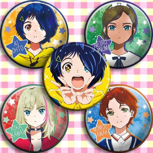 Japan Anime WONDER EGG PRIORITY Badge Ohto Ai Rika Kawai Cosplay Garniture Collect Bedges For Backpack Bags Brooch Pin Xmas Gift