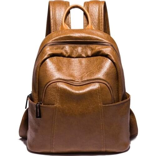 Women Backpack High Quality Vintage Oil Wax Leather Bagpack 2020 New Waterproof Anti-theft Ladies Leisure Travel Back Pack C1292