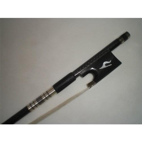 1 PC NEW Violin Bow 4/4 with Grids Black Color Ebony Frog White Horse Tail Hair