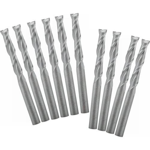 10Pcs Double Flute Spiral CNC Router Bits 1/8" 3.175X17mm Engraving Cutting Tool