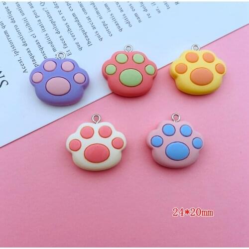 10pcs Hot Selling Resin Flatback Miniature Paw Print Charm Pendant for Keychain, Earring, Scrapbooking, DIY Making, Necklace