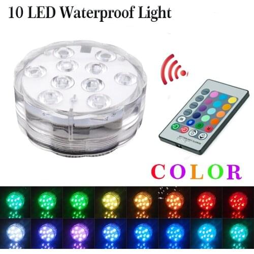 10 Led RGB Underwater Night Lamp Submersible Light Remote Controlled Swimming Pool Light Garden Party Decoration free shipping