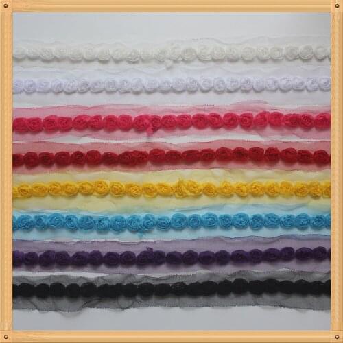 2y 2cm Shabby Chiffon Rose Flower Lace Trim For DIY Crafting Rompers Clothes Dress Trimming Home Decorations Sewing Supplies