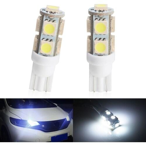 2PCS Car LED T10 Light Bulbs 5050 SMD 9 LED White/ Red/ Blue Clearance Lights W5W 194 Interior Signal Lamps
