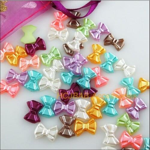 200Pcs Butterfly Bow Design Mixed Acrylic Plastic FlatBack 9x12mm