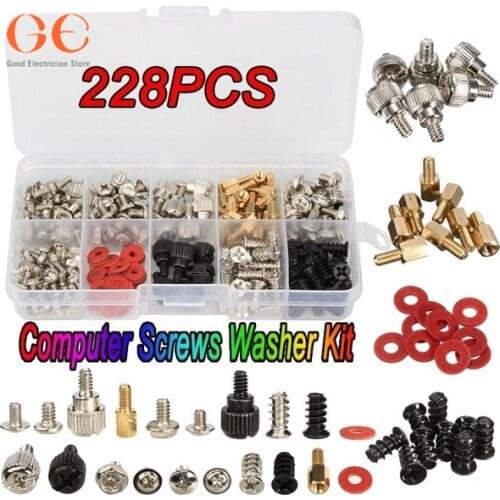 228 PCS Computer PC Screws Kit For Motherboard Case Fan CD-ROM Hard Disk security screws m3.5 screws