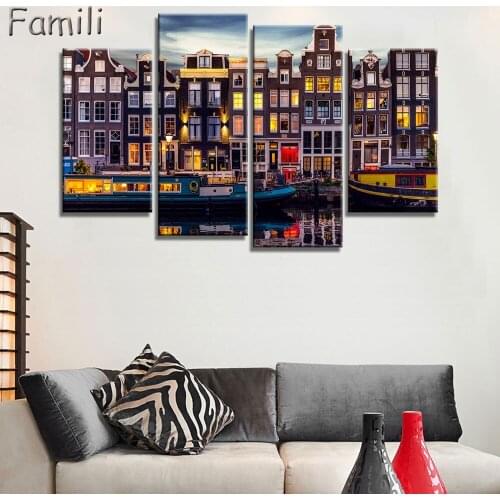 4pcs Home Decor Pictures nordic decoration Netherlands Architecture Canvas Painting Wall Decor Canvas Art Wall canvas for Living