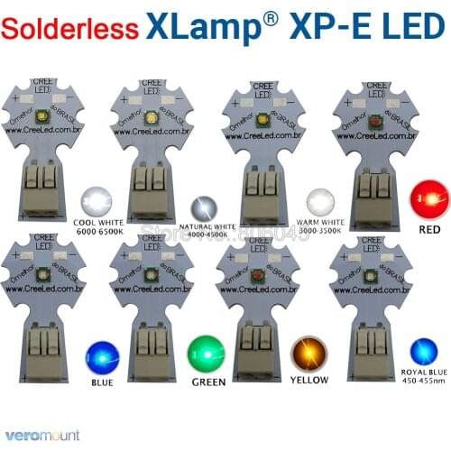 5pcs/lot 3W Cree Solderless XPE XP-E High Power LED Emitter Neutral White Cool White Warm White Red Green Blue Royal Blue Yellow