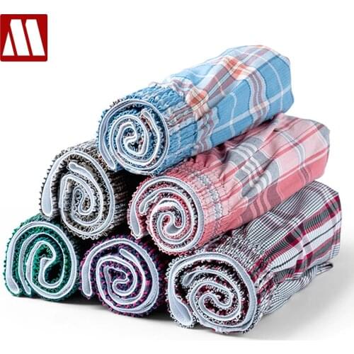 6pcs/Lot Mens Underwear Boxers Shorts Cotton Underpants Male High Quality Plaid Loose Comfortable Home Panties Plus Size S-XXXL