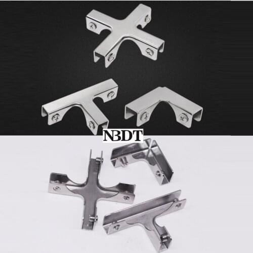 8Pcs 304 Stainless Steel Iron Glass Acrylic Clip Displaying Showcase Wine Cupboard Cabinet Tank Glass to Glass Clamp L T Cross